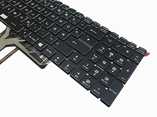 Teclado alemán – sin marco – con iluminación – para MSI GF72 7RD-1062, GF72 8RE-012, GF72 8RE-058, GL73 8SE-019, GL62 6QFi58S2FD, GL62 6QFi781FD, GL62 6QFi781H111111