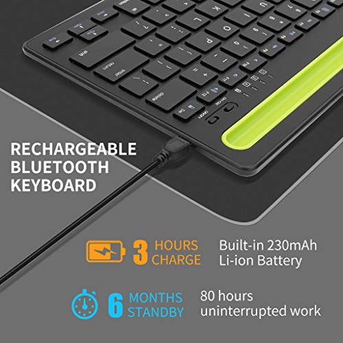 Teclado Bluetooth inalámbrico, Teclado Bluetooth portátil Ultrafino de Doble Canal para iOS Android Windows Tablet Smart Phone. (Black)