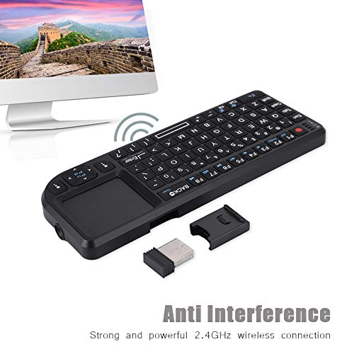 Teclado con Panel Táctil Inalámbrico de 2.4GHz, RT-MWK02 Mini Teclado Retroiluminado USB Ultrafino Recargable Portátil de Mano para PS3 / 4, Xbox 360