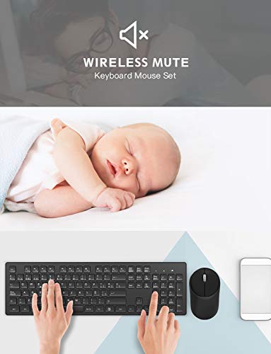 Teclado y Raton Inalambrico Español, TedGem 2.4G Teclado Inalambrico USB Teclado Raton Inalambrico PC Ergonómico Teclado Inalambrico PC con 105 Tecla para Windows 7/8/10/2000 / XP/Vista (Black)