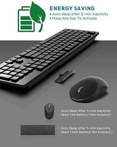 Teclado y Raton Inalambrico Español, TedGem 2.4G Teclado Inalambrico USB Teclado Raton Inalambrico PC Ergonómico Teclado Inalambrico PC con 105 Tecla para Windows 7/8/10/2000 / XP/Vista (Black)