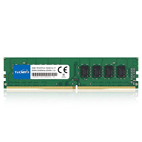 TECMIYO 8GB PC4-19200U Memoria Ram DDR4 2400MHZ 1RX8 CL17 1.2V Sin ECC Sin Búfer 1RX8 PC4 19200 Memoria de Escritorio de 8GB Compatible con Sistemas AMD e Intel (DDR4-2400MHZ-1X8GB)