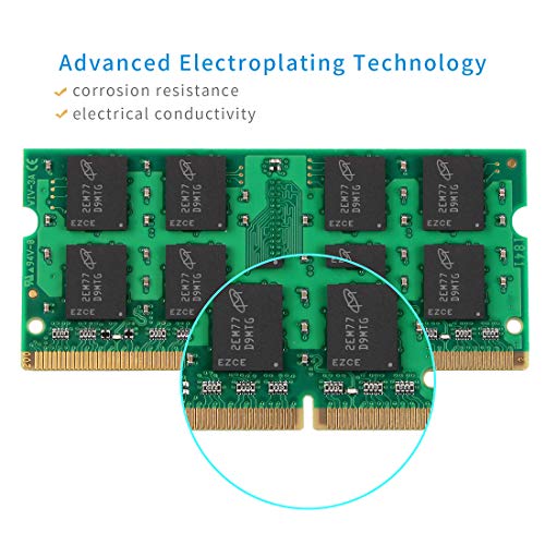 TECMIYO DDR2 800MHZ 4GB (2x2GB) PC2 6400 2Rx8 PC2-6400S CL6 DDR2 SODIMM 800MHZ 1.8V DDR2-800 200pin Non-ECC Unbuffered SODIMM Laptop Memory Ram for iMac Intel, AMD System