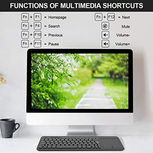 TedGem Teclado Inalámbrico USB, 2,4GHz Teclados Inalambricos para Smart TV Teclados Inalambricos Ordenador Teclado Touchpad con Receptor Nano USB para PC/Laptops/Tablet/Smart TV