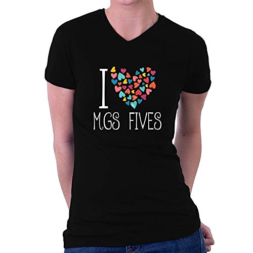 Teeburon I Love MGS Fives Colorful Hearts Camiseta Cuello V Mujer