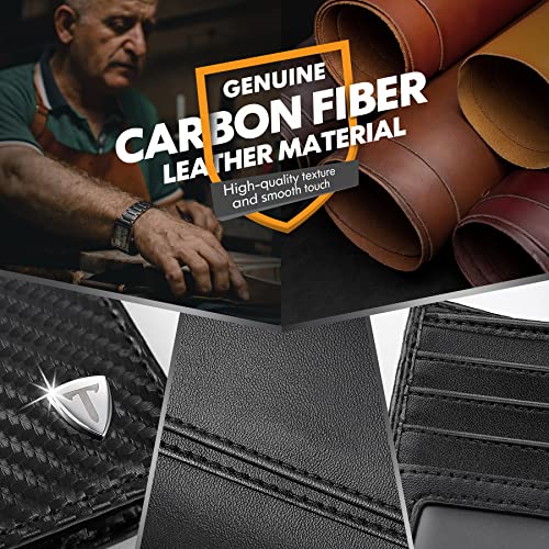 TEEHON Carteras para Hombre, Carteras de Cuero Clásica para Hombre con Candado RIFD, 10 Ranuras para Tarjetas, 1 Ranura para Moneda, Adecuado para Navidad, Día del Padre, Regalos de Año Nuevo.