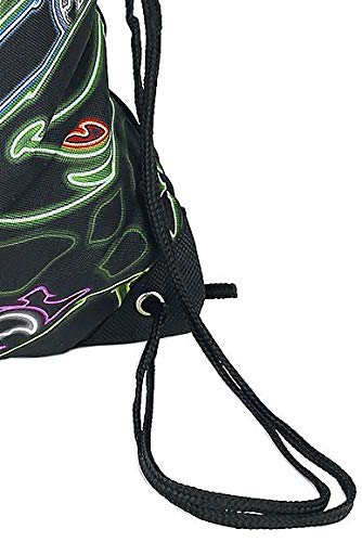 Teenage Mutant Ninja Turtles TMNT BIO-86157TMT - Bolsa con Cierre de Cordel, diseño Retro con Efecto neón, Multicolor