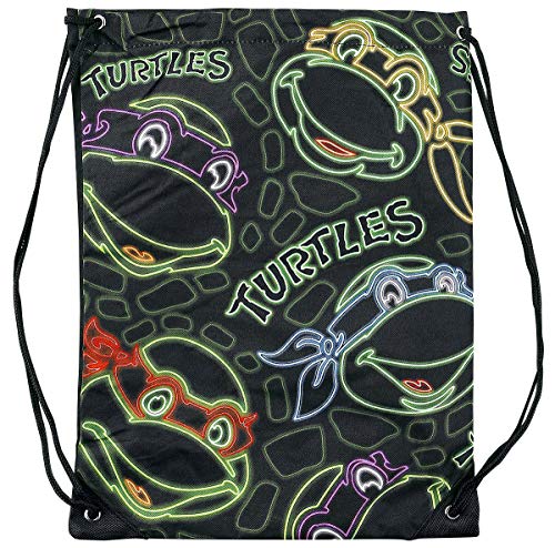 Teenage Mutant Ninja Turtles TMNT BIO-86157TMT - Bolsa con Cierre de Cordel, diseño Retro con Efecto neón, Multicolor