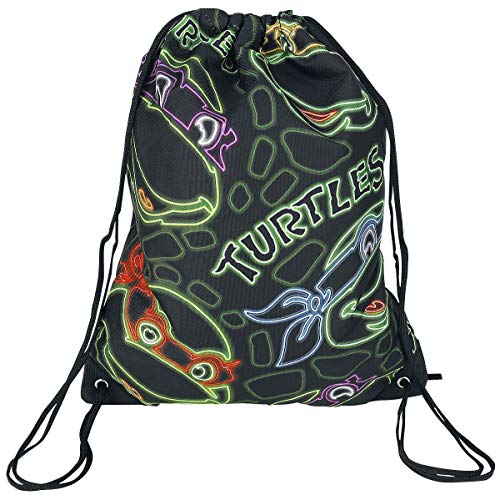 Teenage Mutant Ninja Turtles TMNT BIO-86157TMT - Bolsa con Cierre de Cordel, diseño Retro con Efecto neón, Multicolor