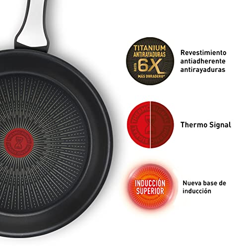 Tefal Unlimited On - Juego de 2 Sartenes: 2 Sartenes de 20/26 cm con revestimiento muy resistente, Thermo-Signal, Thermo-Fusion, forma profunda, todo tipo de cocinas, apto para horno, sin PFOA