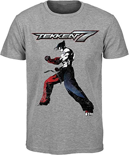 Tekken 7 - Logo Hombres Camiseta - Gris Heather, Taille:XXL