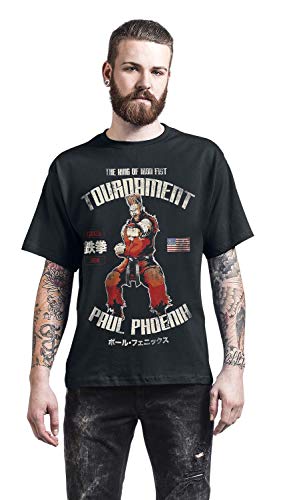 TEKKEN Paul Phoenix Hombre Camiseta Negro XL, 100% algodón, Regular