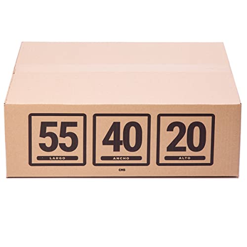 TeleCajas® | 55x40x20 cms | (10x) Caja de cartón Rectangular Plana| Pack de 10 Cajas