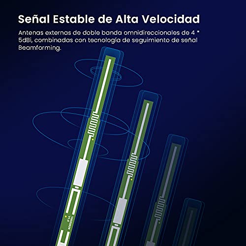 Tenda AC10 - Router WiFi Gigabit de Doble Banda, 2.4 GHz a 300 Mbps y 5 GHz a 867 Mbps, 4 x 6 dBi antenas externas, WAN/3 x LAN puertos de 10/100/1000 Mbps, Gaming, Modo AP, Control APP, MU-MIMO