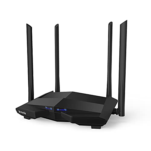 Tenda AC10 - Router WiFi Gigabit de Doble Banda, 2.4 GHz a 300 Mbps y 5 GHz a 867 Mbps, 4 x 6 dBi antenas externas, WAN/3 x LAN puertos de 10/100/1000 Mbps, Gaming, Modo AP, Control APP, MU-MIMO