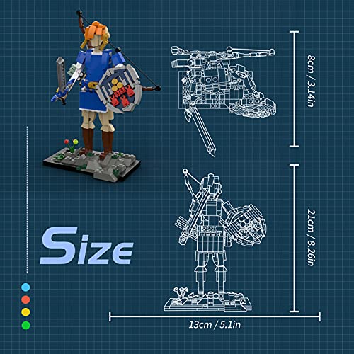 Tenhorses Zelda: Breath of The Wild Architecture Blocs de construcción - Modelo coleccionable Zelda Figura Link - Juego de construcción de 490 piezas compatible con Lego