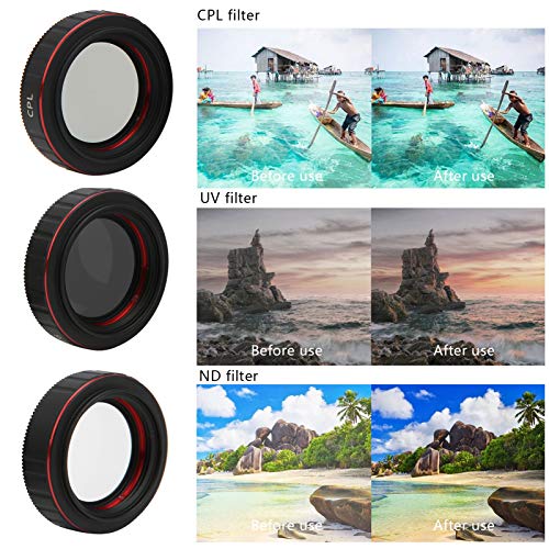 Teror Juego de filtros UV CPL ND, Juego de filtros UV CPL ND para dji OSMO, Filtro de Lente de cámara de acción, Accesorio de cámara Deportiva de Movimiento