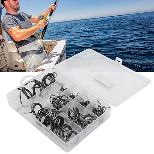 Teror Kit de reparación de Punta de caña, 75 Piezas Juego de guía de caña de Pescar en el mar Kit de reparación de Puntas Piezas de caña de Pescar Accesorio de Pesca