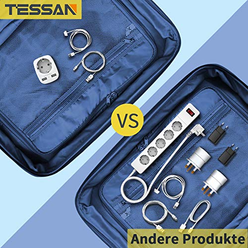 TESSAN Adaptador Enchufe Ingles UK Inglaterra Adaptador de Viaje con 2 USB (2.4A), Español 2 Patas Europa hacia 3 Patas Reino Unido RU para Irlanda Escocia Britanico Maldivas（Tipo G） Blanco