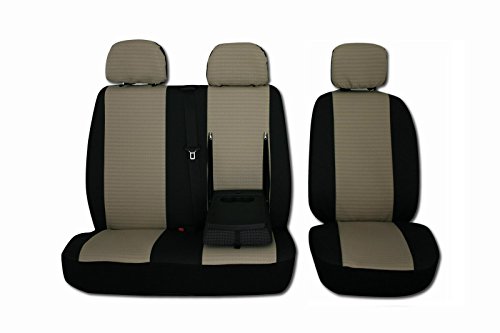 Texmar Fundas de asiento 2+1 Peugeot BOXER, CITROEN JUMPER/RELÉ FIAT DUCATO 2002-2006 LHD NEGRO BEIGE Fundas de asiento 2+1
