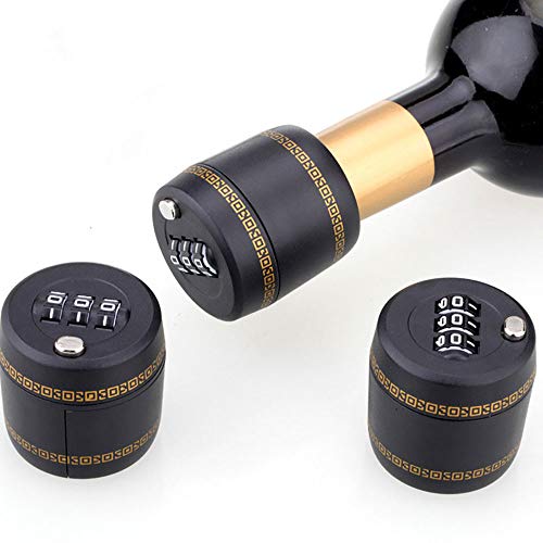 T&F Password Lock - Candado de combinación para botella de vino (cierre de combinación), color negro