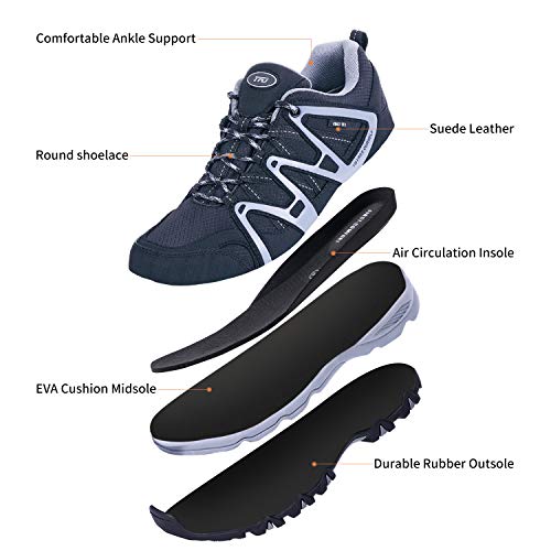 TFO Zapatos de Senderismo para Hombre, Impermeable, Plantilla de circulación de Aire, Antideslizante, Ligero, para Senderismo, Senderismo al Aire Libre, Black, 43 1/3 EU