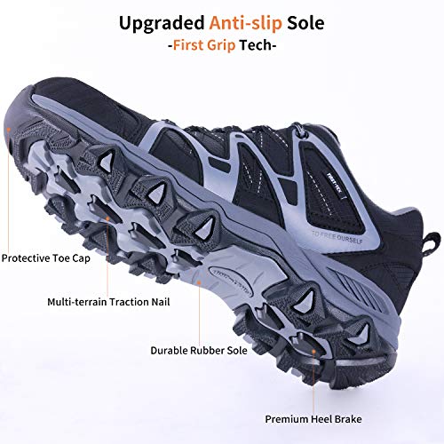 TFO Zapatos de Senderismo para Hombre, Impermeable, Plantilla de circulación de Aire, Antideslizante, Ligero, para Senderismo, Senderismo al Aire Libre, Black, 43 1/3 EU