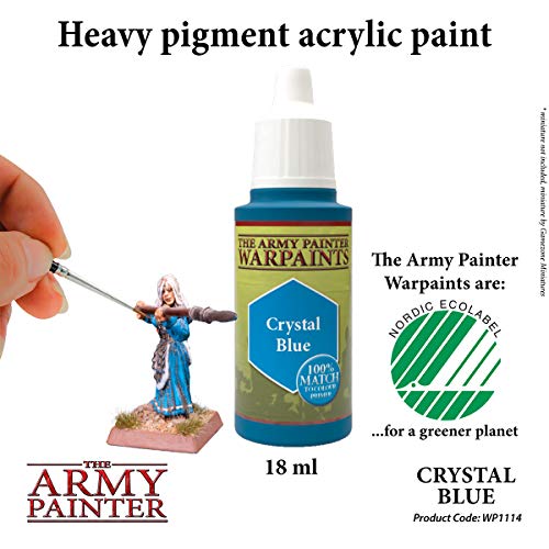 The Army Painter Crystal Blue Warpaint - Pintura Acrílica a Base de Agua, No Tóxica, De Alta Pigmentación, para Pintar Miniaturas
