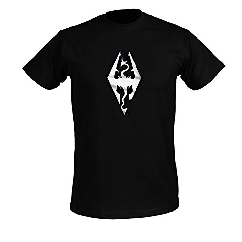 The Elder Scrolls Skyrim-Camiseta símbolo del Dragon -De algodón-Color negro - L