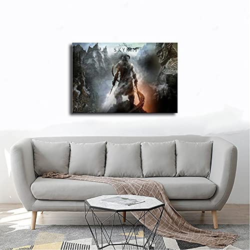 The Elder Scrolls V Skyrim Dawnguard Juego Cover Posters 1 póster de lona para decoración de pared, cuadro para sala de estar, dormitorio, decoración Marco, 30 x 45 cm