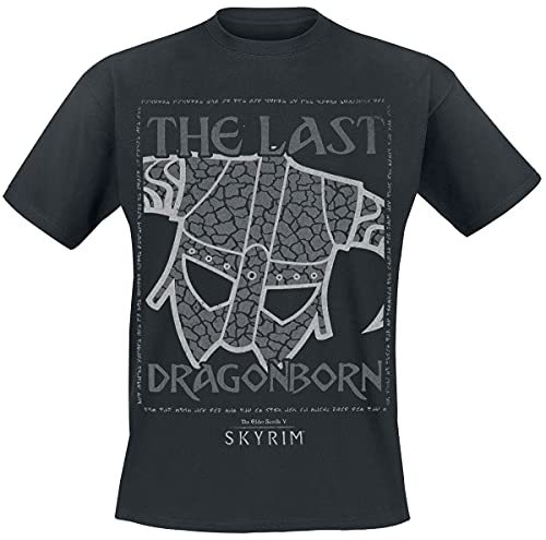 The Elder Scrolls V - Skyrim - The Last Dragonborn Hombre Camiseta Negro M, 100% algodón, Regular