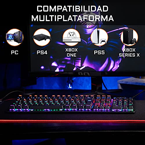 The G-Lab Keyz Carbon V3 Teclado Mecánico Gaming de Alta Precisión - Interruptores Azules, Retroiluminación Multicolor LED, Total Anti-Ghosting – Compatible para PC/PS4/PS5/Xbox One/Xbox Series X