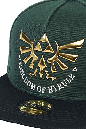 The Legend of Zelda Kingdom of Hyrule Snapback Baseball Cap Gorra de béisbol, Verde (Green Green), Talla Única Unisex Adulto
