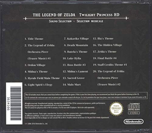 The Legend of Zelda Twilight Princess HD Sound Selection Soundtrack Music CD