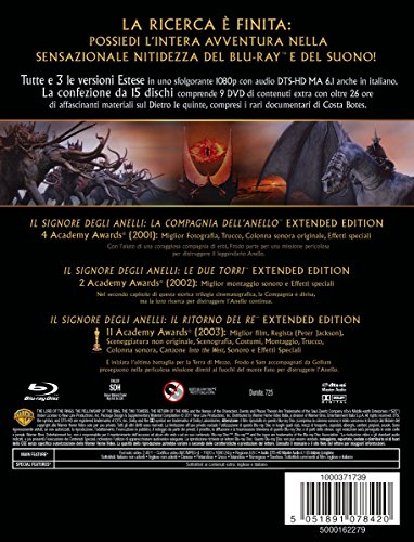 The Lord of the Rings - The Motion Picture Trilogy, Extended Edition (6 Blu-Ray+9 DVD) [Italia] [Blu-ray]