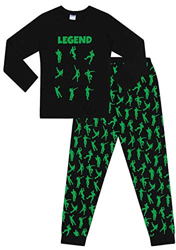 The Pyjama Factory Brand Emote Legend Dance Gaming All Over Gaming - Pijama largo de algodón, color negro y verde