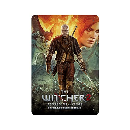 The Witcher 2 Assassins of Kings Classic Popular Game Cover 1 Póster retro Metal Tin Sign Chic Art Retro Iron Painting Bar Cafe Family Garage Poster Decoración de pared 30 x 20 cm