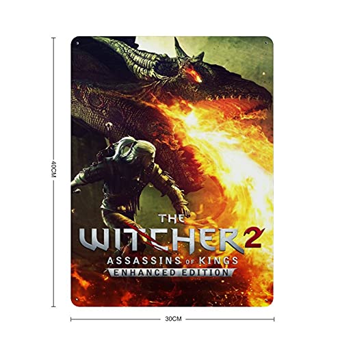 The Witcher 2 Assassins of Kings Classic Popular Game Cover 4 Póster retro Metal Tin Sign Chic Art Retro Iron Painting Bar Cafe Family Garage Poster Decoración de pared 40 x 30 cm