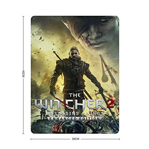 The Witcher 2 Assassins of Kings Classic Popular Game Cover 5 Póster retro Metal Tin Sign Chic Art Retro Iron Painting Bar Cafe Family Garage Poster Decoración de pared 40 x 30 cm