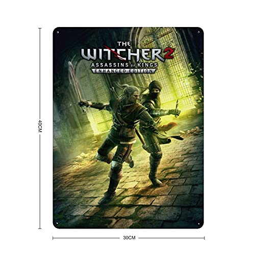 The Witcher 2 Assassins of Kings Classic Popular Game Cover 6 Póster retro Metal Tin Sign Chic Art Retro Iron Painting Bar Cafe Family Garage Poster Decoración de pared 40 x 30 cm