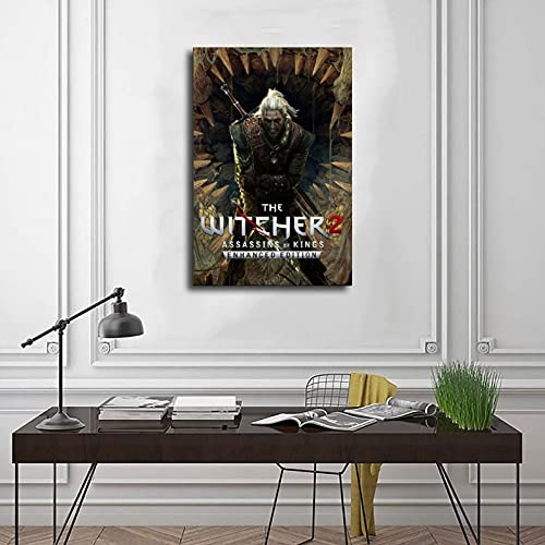 The Witcher 2 Assassins of Kings Game Cover Posters 2 Póster de lona para dormitorio, decoración deportiva, paisaje, oficina, habitación, regalo, estilo Unframe-style116 × 24 pulgadas (40 × 60 cm)