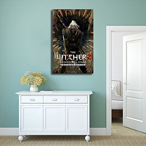 The Witcher 2 Assassins of Kings Game Cover Posters 2 Póster de lona para dormitorio, decoración deportiva, paisaje, oficina, habitación, regalo, estilo Unframe-style116 × 24 pulgadas (40 × 60 cm)