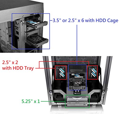 Thermaltake The Tower 900 Full-Tower Negro - Caja de ordenador (Full-Tower, PC, SGCC, Vidrio templado, ATX, EATX, Micro-ATX, Mini-ITX, Hogar/Oficina, Negro)