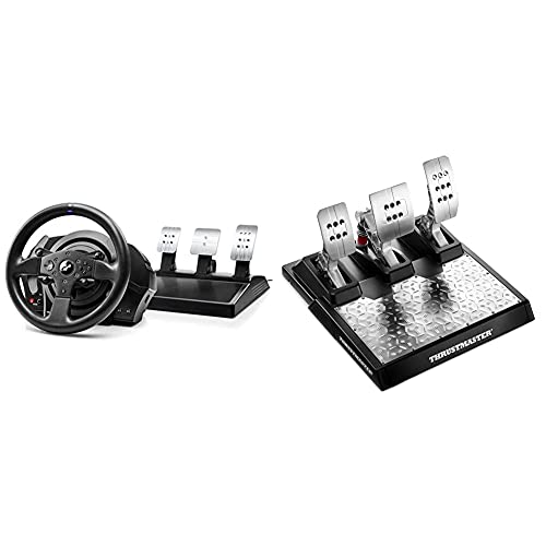 ThrustMaster T300RS GT,Volante y 3 Pedales,PS4 y PC + T-LCM Pedals — Pedales Profesionales magnéticos y con “Load Cell” metálicos y Ajustables para PC, PS4 y Xbox One