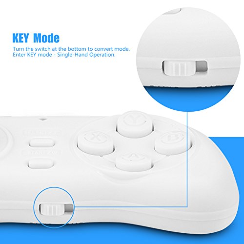 Tihebeyan Mini Gamepad, PL-608 Mini Bluetooth Gamepad Controlador inalámbrico de Juegos con Control Remoto y Controlador Multimedia para Android/iOS/PC(Blanco)