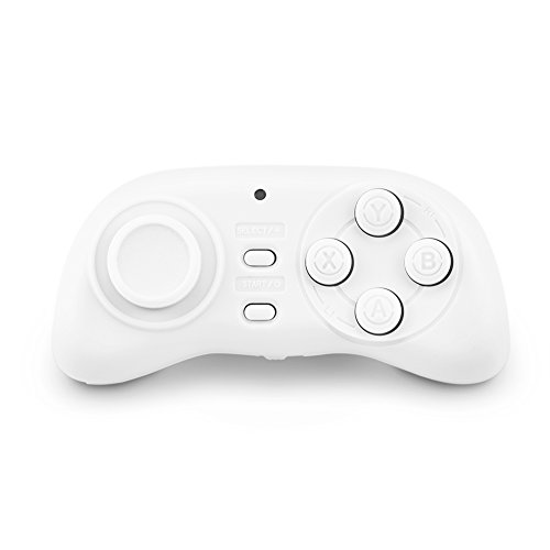 Tihebeyan Mini Gamepad, PL-608 Mini Bluetooth Gamepad Controlador inalámbrico de Juegos con Control Remoto y Controlador Multimedia para Android/iOS/PC(Blanco)