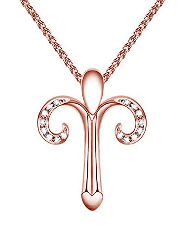 TIKIVILLE - Collar con colgante de plata de ley para niña, chapado en oro rosa y colección Zodiac