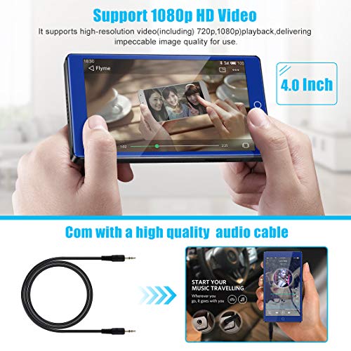 Timoom M7 Reproductor MP3 Bluetooth 16GB con Pantalla de Pantalla táctil completa de 4.0 Radio FM/E-Book/Video/Archivo/Foto, 5.0 Running MP4 Reproductor,Soporte Expandible hasta 128G