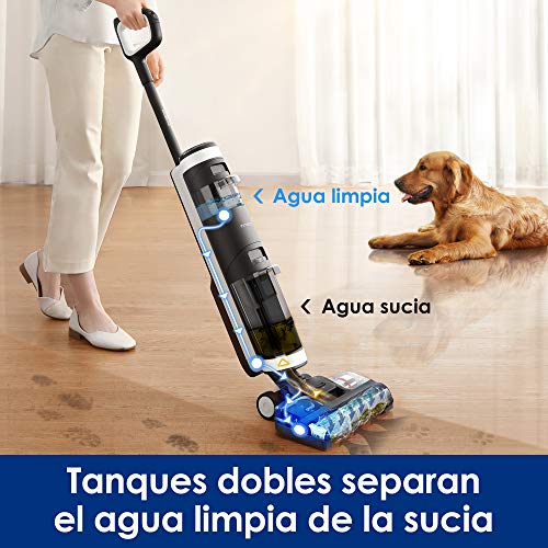 Tineco Floor One S3 Aspiradora Escoba Inteligente Sin Cables, Función en Seco y Húmedo, Tanque Doble, Autolimpieza, Pantalla LED, Control de Aplicación, Potente, Ligera, Silenciosa y Friegasuelos