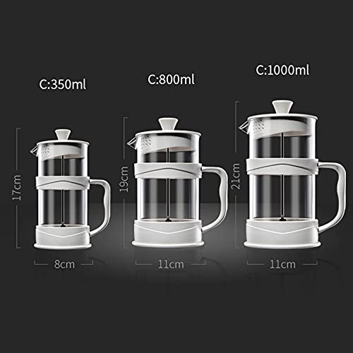 Tingting1992 cafetera Hervidor de café con Manual Manual Prensas francesas Pot Fabricante de café Filtro de Mano Pote de Vidrio Cafetera Cafetera Máquina de café Percolador Pava (Color : 1000ML)